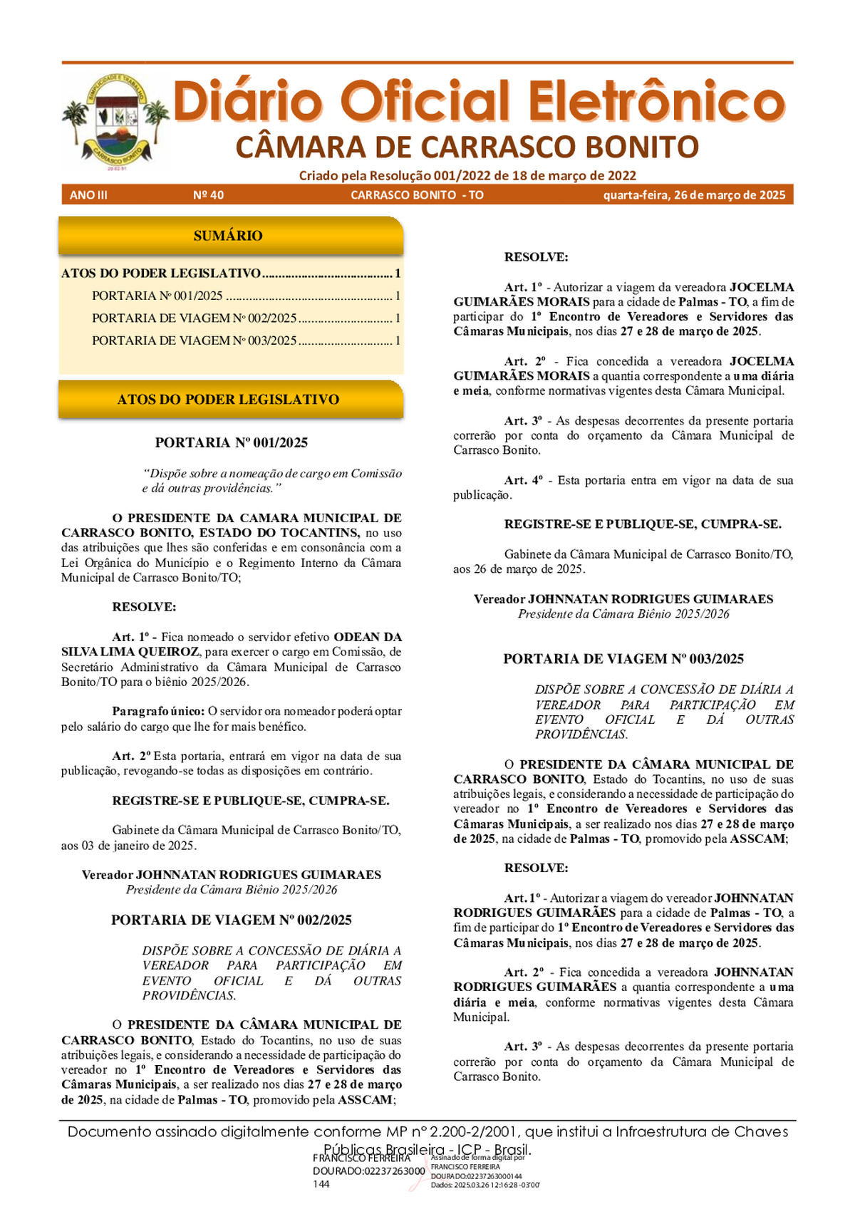 Diário Oficial - Edição 040