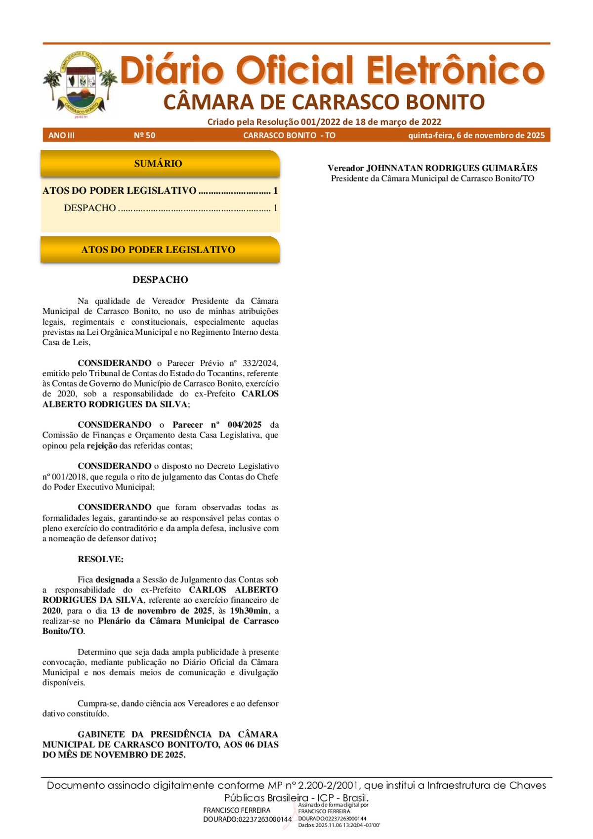 Diário Oficial - Edição 050