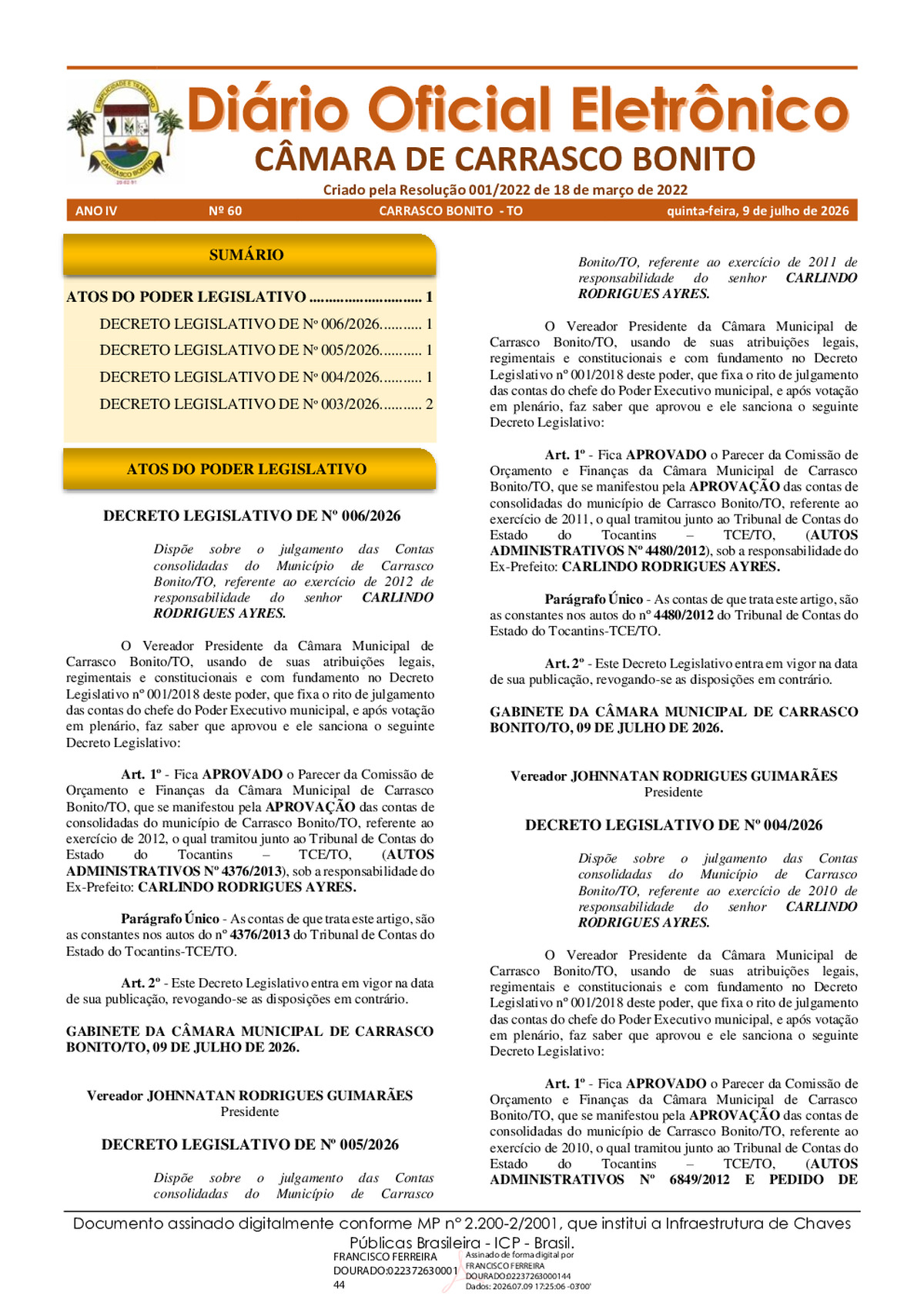 Diário Oficial N° 060